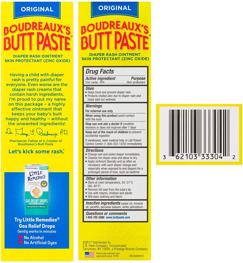 Boudreaux Butt Paste Diaper Rash Ointment original 4OZ