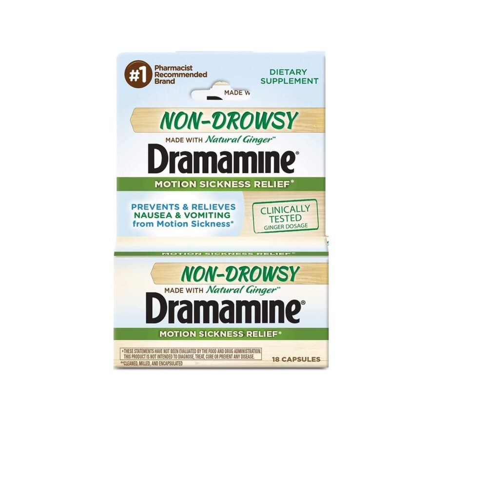 Dramamine natural Ginger Motion Sickness capsules NonDrowsy "UK STOCK