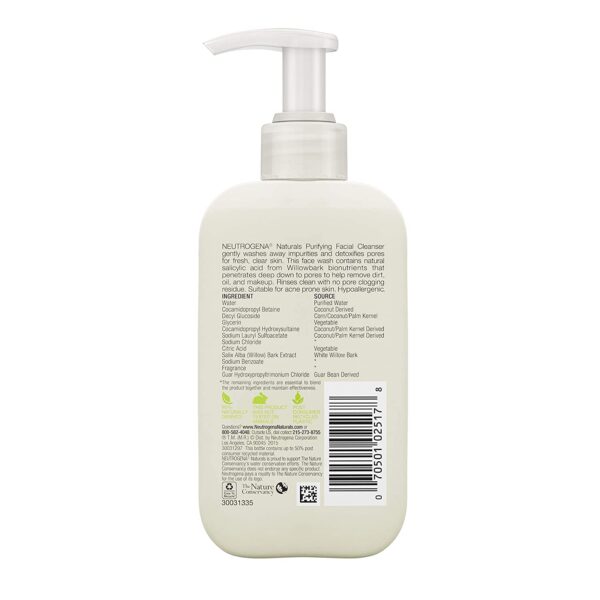 Neutrogena Naturals Purifying Daily Facial Cleanser with Natural Salicylic Acid ingredients