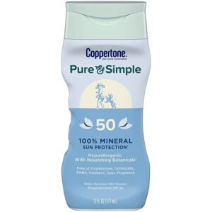 Coppertone Pure and Simple Zinc Oxide Mineral Sunscreen Lotion, Spf 50