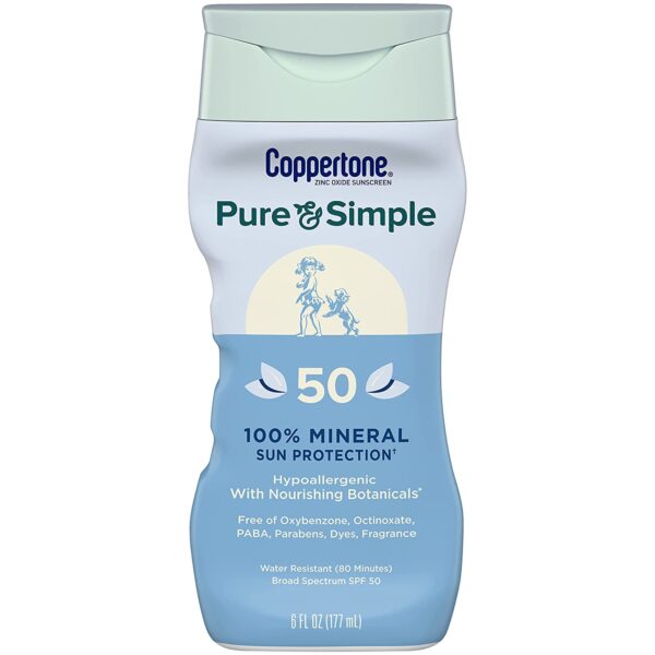 Coppertone Pure and Simple Zinc Oxide Mineral Sunscreen Lotion, Spf 50
