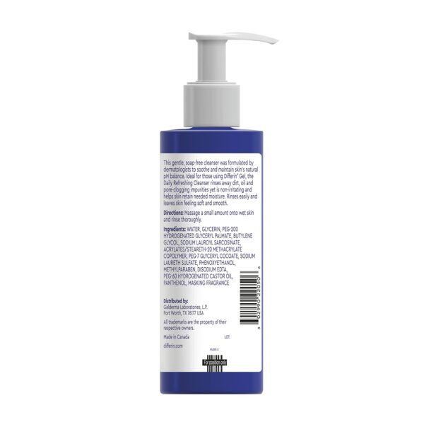 Differin Daily Refreshing Face Wash, Gentle cleanser for Acne Prone Sensitive Skin ingredients