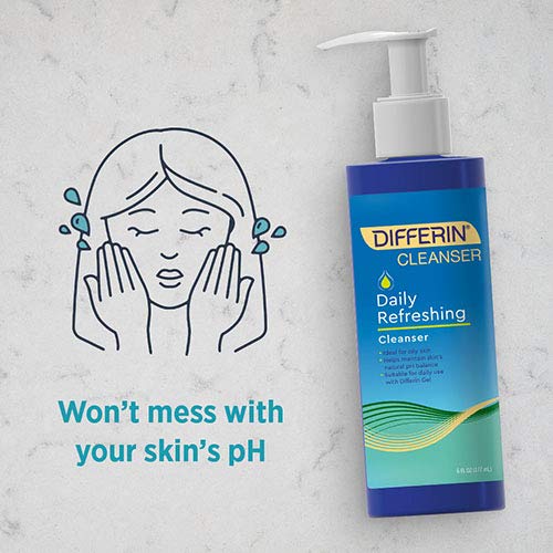 Differin Daily Refreshing Face Wash, Gentle cleanser for Acne Prone Sensitive Skin