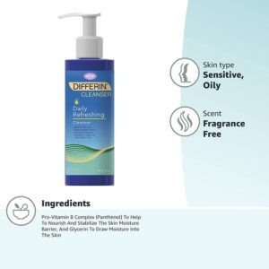 Differin Daily Refreshing Face Wash, Gentle cleanser for Acne Prone Sensitive Skin