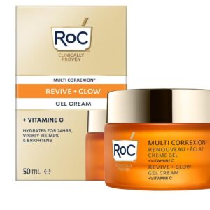RoC Multi Correxion Revive + Glow Gel Cream, Brightening Face Moisturiser with Vitamin C