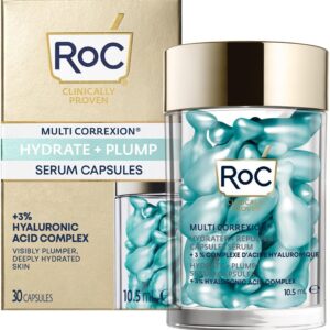 RoC - Multi Correxion Hydrate + Plump Serum Capsules - Maximum Plumping Power - Boost Skin’s Hydration Level - with Hyaluronic Acid - 30 Capsules (10,5